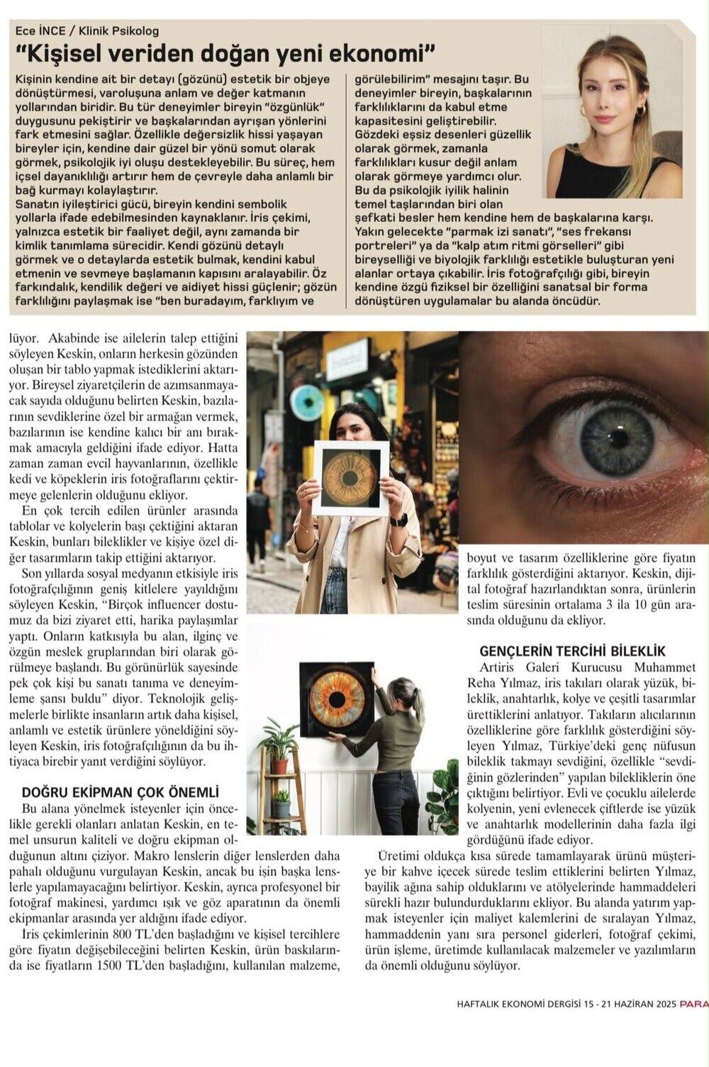 Klinik Psikolog Ece İnce dergi röportajı